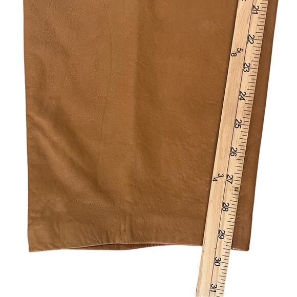 Vintage 80’s Leather Pleated Trousers Womens 8 Tan Betty Hanson Tapered Hi Rise - Picture 10 of 11